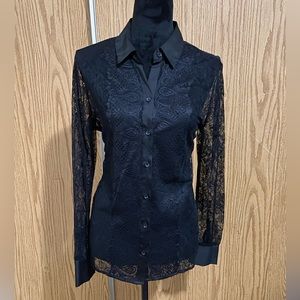 NWOT Eva Mendes Lace button up shirt